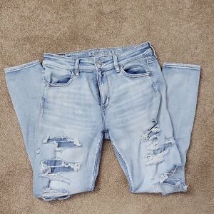 American Eagle Outfitters Light Blue Ripped Boyfriend Jeans